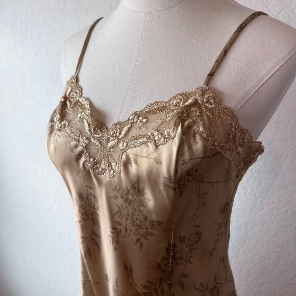 Vintage Y2K Victorias Secret Satin Floral Mini Slip Dress Lace Trim Small - Picture 4 of 16